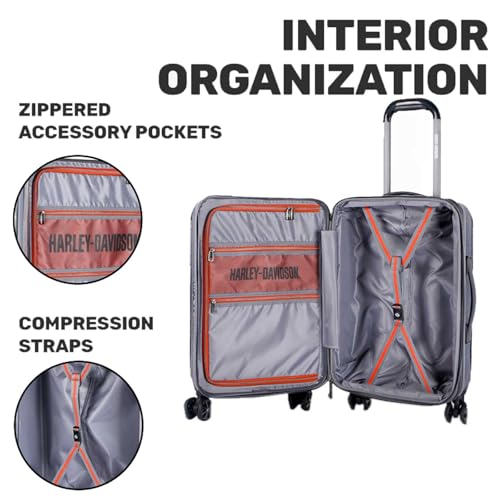 Harley-Davidson 4 Piece Cruiser Hard Sided Expandable Wheeling Luggage Set Grey