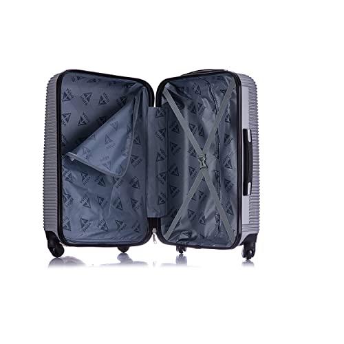 InUSA ROYAL Hardside Luggage with Ergonomic Handles | Spacious Travel Suitcase with Four Spinner Wheels and Studs | 20 Inch Hardside Carry-On Spinner Luggage | Silver
