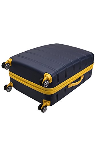 Rockland Melbourne Hardside Expandable Spinner Wheel Luggage, Checked Large 28", Navy