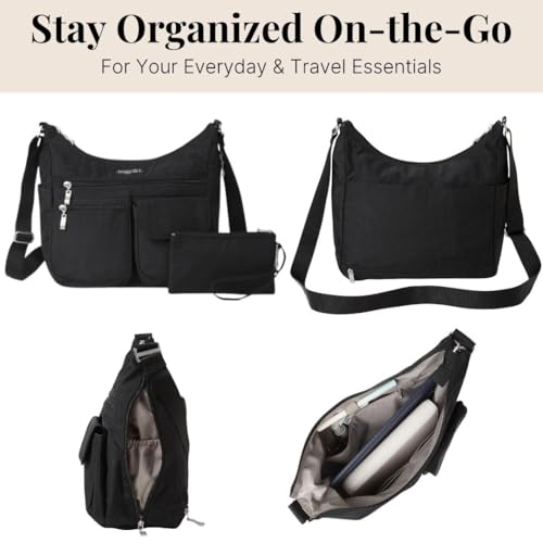 Baggallini Everywhere Bagg - Hobo Crossbody Bag for Women with RFID Wristlet – Water-resistant Travel Bag