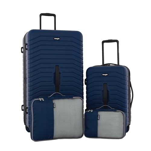 Wrangler Trunk Spinner Suitcase Set, Poseidon Blue, 2 Luggage & 2 Packing Cubes