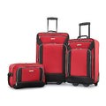 American Tourister Fieldbrook XLT Softside Upright Luggage, Red/Black, 3-Piece Set (BB/21/25)