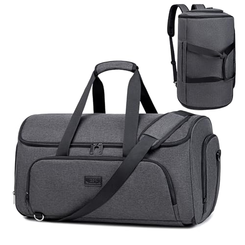 Vessgra Garment Bags for Travel 58L Garment Bags Duffle Bag for Travel Convertible Carry On Garment Duffle Bag 4 in 1 Foldable Suit Bag with Shoes Compartment for Men Women Weekender，Dark Grey