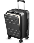 LUGGEX Carry On Luggage 22x14x9 Airline Approved, Expandable Polycarbonate Suitcase with Front Pocket (FX-Core, Charcoal Metallic, 20 Inch)