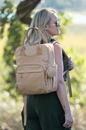 JESSIE & JAMES BeBe CCW Diaper Bag Nylon Backpack Multi Function Backpack with Changing Pad & Stroller Straps_Black/Black