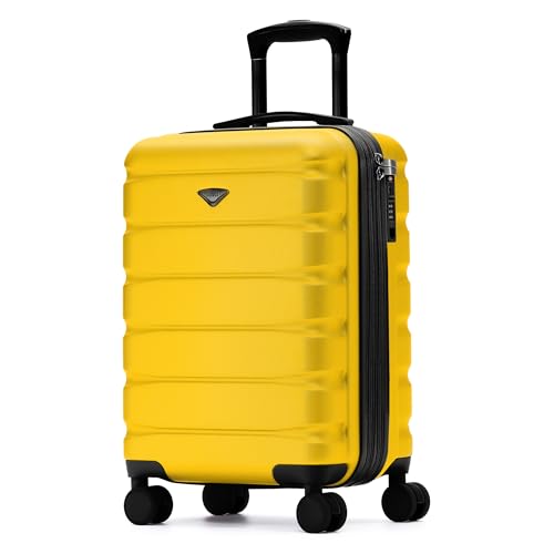 Flight Knight 22x14x9" Expandable Carry On Suitcase Hardside TSA Lock USB C Port Lightweight Luggage Silent Double Spinner Wheels Maximum Overhead Carry-On Bag For American & United Approved Airlines
