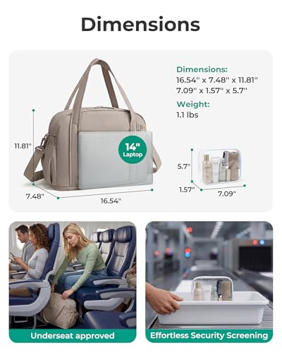 BAGSMART Expandable Personal Item Travel Bag, Lightweight Gym Bag for Women, 24L Weekender Travel Duffle with Toiletry Bag, Carry on Overnight Duffel, Camel