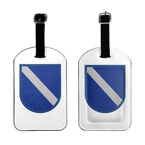 Former Us Army 17th Aviation Brigade-Pathfinder Platoon Beret Flash Luggage Tags for Suitcases PU Leahter Luggage Tag with Privacy Cover ID Tags Men Women Cute Travel Bag Luggage Accessories