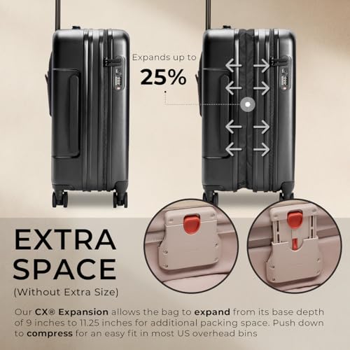 Briggs & Riley Essential 22" Carry On Expandable Spinner - Luggage for Travel, Suitcases with Wheels, Hardside Rolling Bag for Men & Women, Self-Repairing Zipper - Sympatico Collection, Black