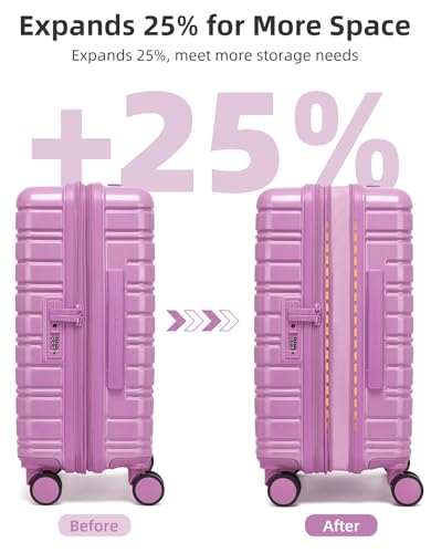 LARVENDER Carry On Luggage 22x14x9 Airline Approved, 20 Inch Expandable PC+ABS Hardside Suitcase Carry On Luggage with Spinner Wheels TSA Lock for Women Men (Berry)
