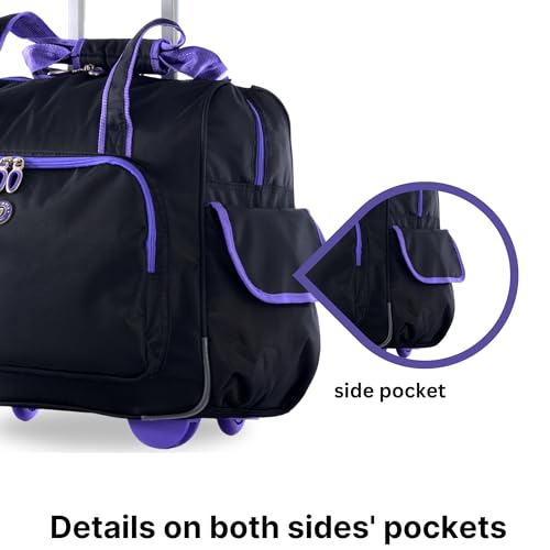 Olympia U.S.A. Deluxe Lightweight Rolling Overnighter Case Overnight Laptop Bag Weekender Travel Carry-On Suitcase Luggage with Wheels and Adjustable Push-Down Handle