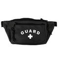 RISE Aquatics Lifeguard Fanny Pack Hip Pack - Black, 4 Zipper, 3 Pocket, 48" Extended, Nylon Strap
