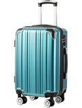Coolife Luggage Expandable(only 28") Suitcase PC+ABS Spinner 20in 24in 28in Carry on (green new, M(24in))