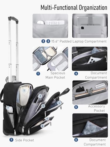 FIGESTIN Underseat Carry On Luggage with Wheels, 16-inch Softside Rolling Under Seat Luggage, Lightweight Overnight Carry On Suitcase for Women Men(Black)
