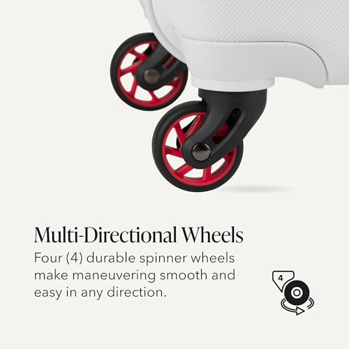 SwissGear 7366 Signature Hardside Expandable Luggage with Spinner Wheels, TSA Lock, White, Checked-Medium 23-Inch