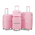 Merax 4 Piece Luggage Set, PP Lightweight Expandable Suitcase with Spinner Wheels and TSA Lock, 14”20”24”28”, Pink