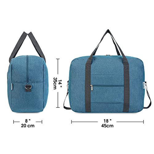 For Spirit Airlines Personal Item Bag 18x14x8 Foldable Travel Duffel Bag Tote Foldie Duffle Carry on Luggage for Women and Men 30L (Navy Blue (With Shoulder Strap))