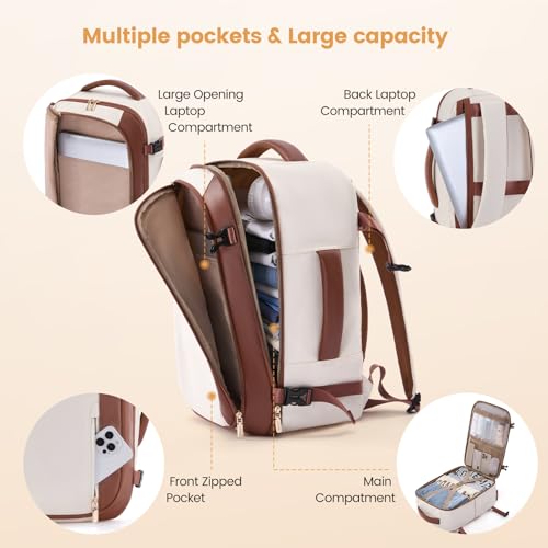 LOVEVOOK 40L Travel Backpack for Women,Carry on Luggage Backpack Flight Approved with 3 Packing Cubes,Waterproof Personal Item Travel Bag fits 17 Inch Laptop,Overnight Weekender Business Daypack