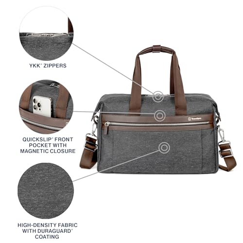 Travelpro Platinum Elite Carry on Soft Travel Underseat Tote Bag, Weekender, Overnight, Men and Women, Vintage Grey, 16.5 Inch