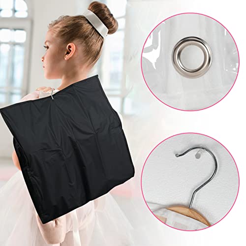 Woanger 6 Pcs Garment Bags for Dance Costumes Clear PVC with Zippers Garment Bag with Pockets Dance Costume Organizer Carrier for Storage Cover for Adult(Black,20'' X 40'')