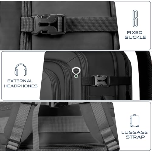 Fxcelets Travel Backpack, Expandable Carry on Backpack for Men, TSA 17.3 inch Laptop Bag Flight Approved, Lightweight Business Luggage Bag, Travel Gifts for Men Women, Black