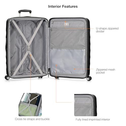 Traveler's Choice Elm 21" Carry-on Expandable Spinner Luggage Set - Matte Black