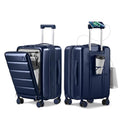 ISLAND ELEPHANT 20IN Carry On Luggage Airline Approved - Expandable Hardside Suitcase with 16" Laptop Compartment, Cup Holder, Phone Mount, USB Port,TSA Lock, 360°Spinner Wheels (Navy Blue)