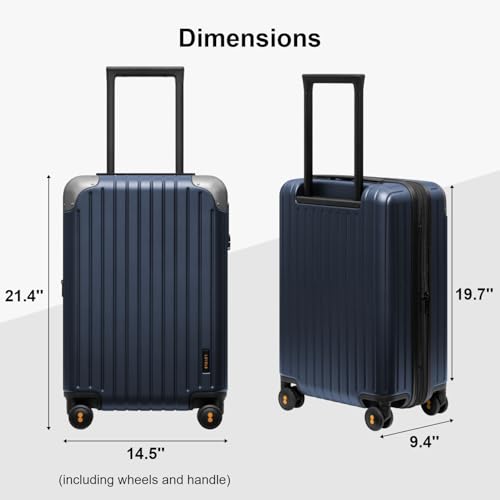LEVEL8 Carry on Luggage Airline Approved, Hardshell Suitcases with Spinner Wheels, PC Expandable Luggage, 20 Inch, Blue