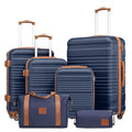 Coolife Luggage Set 3 Piece Luggage Set Carry On Suitcase Hardside Luggage with TSA Lock Spinner Wheels(Navy, 6 piece set)
