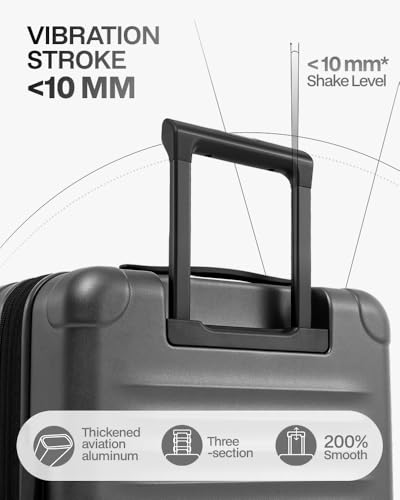 Coolife Carry On Luggage Suitcase : 22x14x9 Airline Approved Travel Luggage with Spinner Wheels, Front Pocket Expandable Hardshell Suitcases with TSA Lock Grey