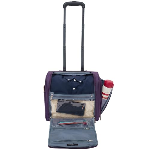 TPRC 15” Underseat Carry-On Luggage Airline Approved Personal Item with USB Charging Port, Purple