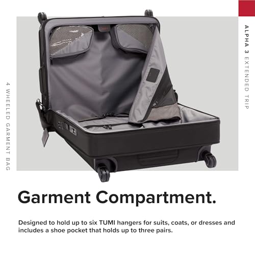 TUMI - Alpha Extended Trip 4 Wheeled Garment Bag - 4-Wheeled Clothing Bag for Hanging Suits, Dresses & Coats - With TSA Lock - Black