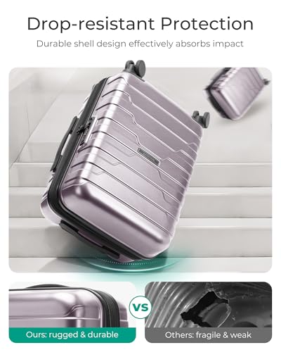 BAGSMART Carry On Luggage 22x14x9 Airline Approved with Spinner Wheels,Lightweight 20 Inch Luggage with TSA Lock,Expandable Hard Shell Carry On Suitcases for Men Women,Rose Purple