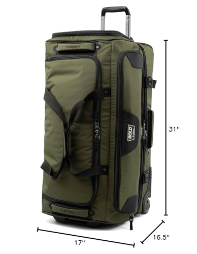 Travelpro Bold Drop Bottom Wheeled Rolling Duffel Bag, Olive/Black, 30-Inch