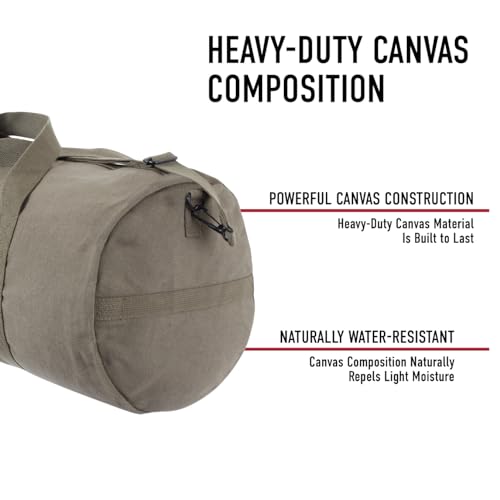Rothco Heavy-Duty Canvas Shoulder Duffle Bag - Rugged Travel Gym Gear Equipment Bag, Olive Drab, 15 Inches