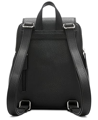 Calvin Klein Reyna Novelty Key Item Flap Backpack, Black/Silver Combo, One Size