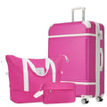 Merax Suitcase Set 24 inches Expandable Luggage with TSA Lock Spinner Wheels Hardshell Lightweight Vintage Luggage with Travel Bag,Pink