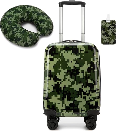 Esteemly Kid's Luggage Set 2 Piece Suitcase Set 16" Hardside Luggage with Spinner Wheels Girls Carry on Toddler Travel Rolling Suitcase with Neck Pillow Airline Approved