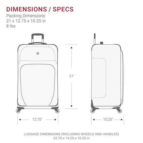SwissGear Sion Softside Expandable Luggage – Carry-On Suitcase with 360 Degree Wheels & Retractable Handle – 21 Inch, Perfect for 1-3 Night Trips – Burgundy