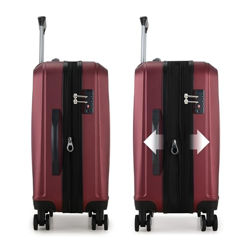 Elite Luggage Expandable Hardside Spinner Luggage,TSA Lock, Burgundy, 3-Piece