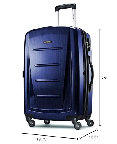 Samsonite Winfield 2 Hardside Expandable Luggage with Spinner Wheels, Navy, Checked-Large 28-Inch