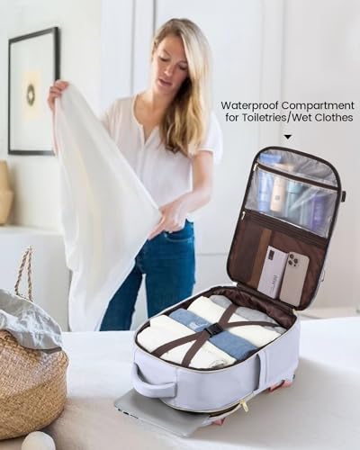 LOVEVOOK Carry on Backpack, 30L Travel Backpack for Women Airline Approved,Luggage Business Weekender Overnight Daypack as Personal Item fit for 15.6 inch Laptop,Silver Gray