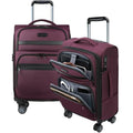 KROSER Softside Expandable Carry On Luggage with Front Business Pockets，20 Inch Suitcases with Spinner Wheels & Built-in TSA Lock, Durable Suitcase Rolling Luggage with USB Port, Burgundy