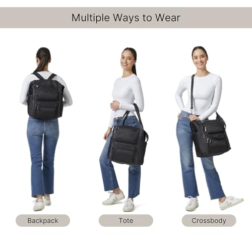 Baggallini Nolita Convertible Backpack - 11x14” Travel Backpack Shoulder Tote Crossbody Bag w/RFID Tech, Luggage Sleeve & Laptop Pocket