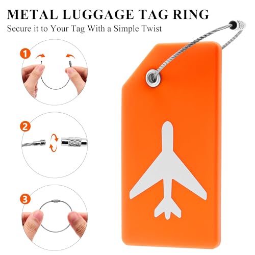 8 Pack Silicone Luggage Tags for Suitcases, TSA Approved, Privacy Protection Suitcase Bag Tag with Stainless Loop, Plane Travel Essentials by Gostwo, Mixed Color