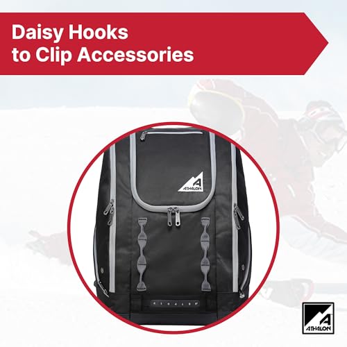 Athalon Everything Ski Boot Bag – Gear Pack with Ventilated Boot Compartments, Waterproof Bottom, Hideaway Helmet Sling, 58.5 Liter Capacity