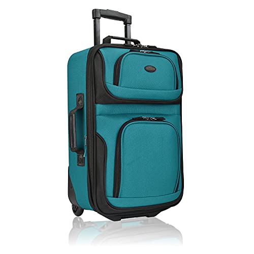 U.S. Traveler Rio Lightweight Softside Rolling Carry-on Suitcase, 2-Wheel Single, Teal