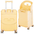 smilesun 20" Carry On Luggage with Seat For Kids & Adults，Hardside Ride On Suitcase with 360°Spinner and TSA Lock For Travel (Yellow, 20")