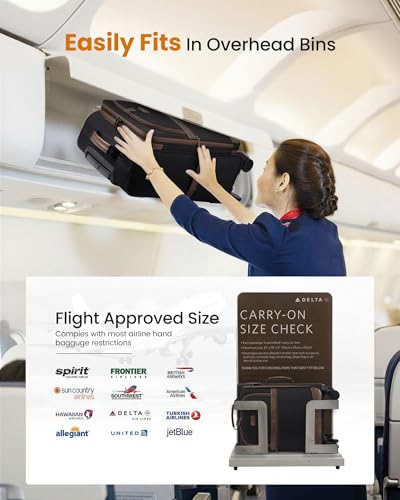 LOVEVOOK Carry On Luggage 22x14x9 Airline Approved,20 Inch Suitcases with Spinner Wheels,Softside Carry-on Suitcase with TSA Lock for Men Women Business Trip Weekender Travel,Black&brown