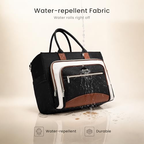 LOVEVOOK Work Tote Bags for Women,Laptop Tote Bag for Women With Large Cup Holder,Teacher Nurse Bags With Accordion File Organizer Pocket,Multi-Pockets Professional Briefcase Business Purses Handbag